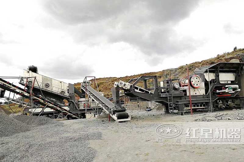 玄武巖移動石子生產線現場 玄武巖移動石子生產線現場