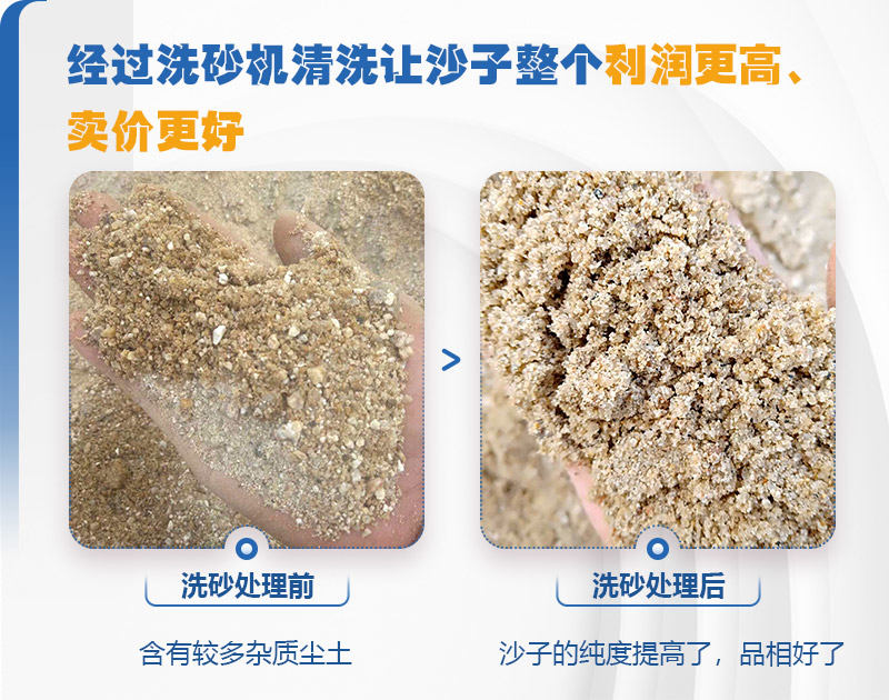 洗砂機(jī)洗砂前后對(duì)比