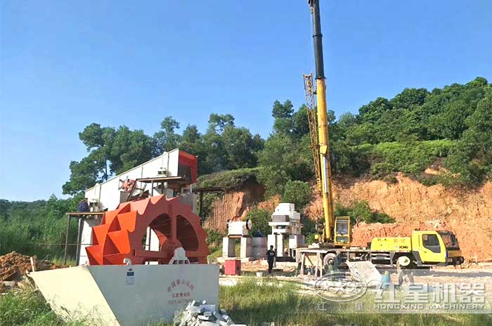 作業現場擺放的洗砂機