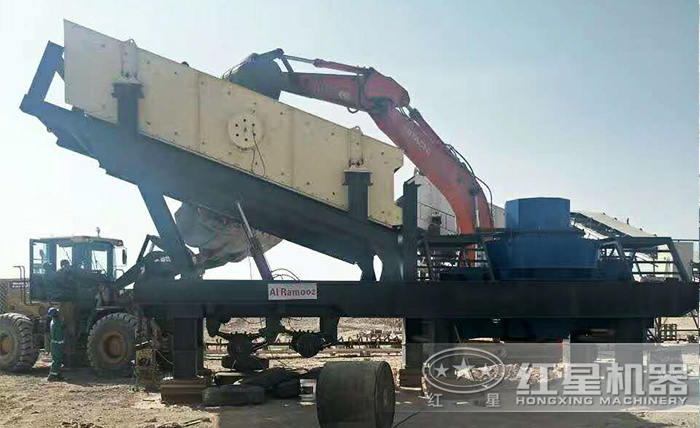 移動卵石破碎機作業現場