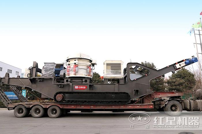 履帶移動石料破碎機搭載圓錐破碎機