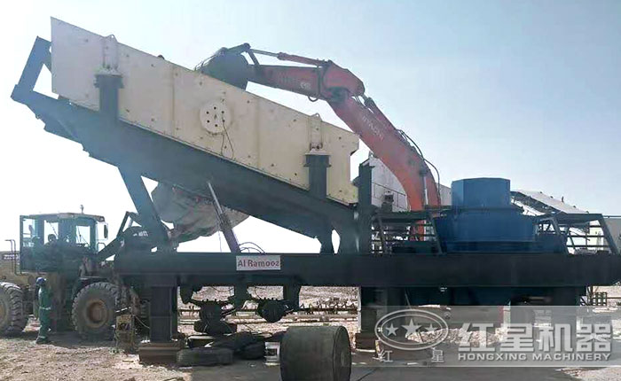 輪胎移動(dòng)石子碎沙機(jī)--移動(dòng)制砂機(jī)