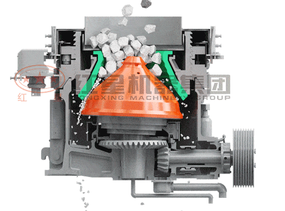石灰石液壓圓錐破碎機(jī)的工作原理
