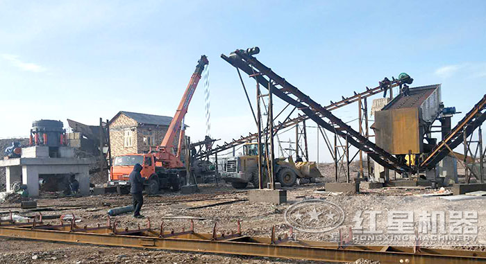 固定砂石料生產線安裝現場