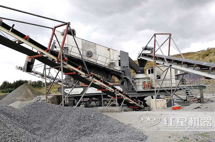 河北唐山圓錐一體式移動制砂機生產現場