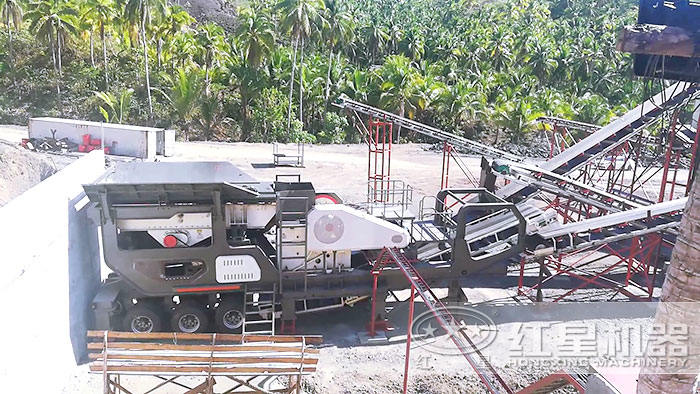 流動碎石機搭載鄂式破碎機